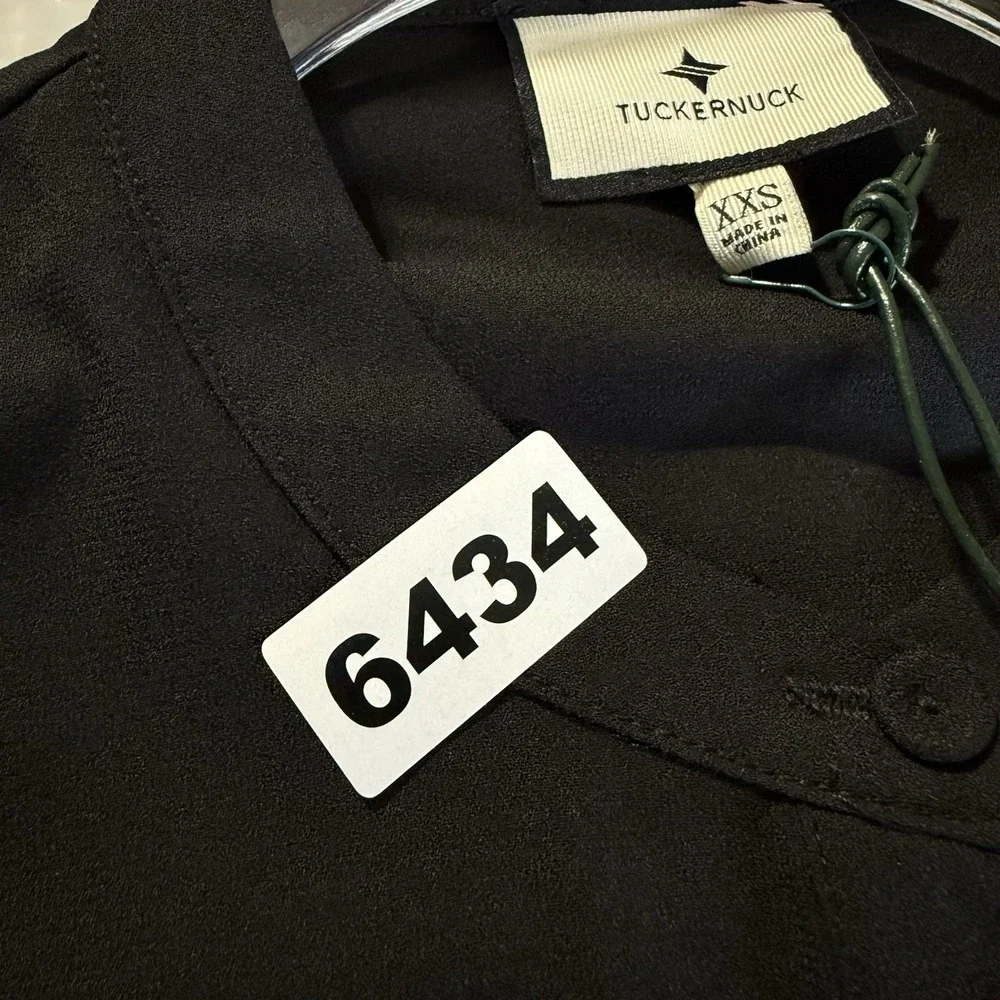 Tuckernuck Royal Shirt Dress Women's XXS Black Stretch Crepe Mini $148 Y24227T - Picture 14 of 14